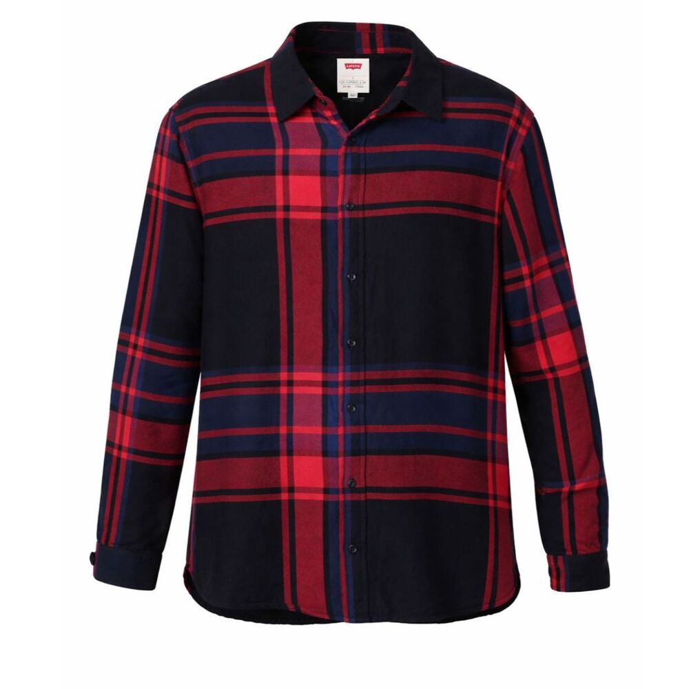 LEVI'S PLAID BUTTON FRONT COLLARED SHERPA/FLEECE LINED WINTER JACKET SIZE LARGE
